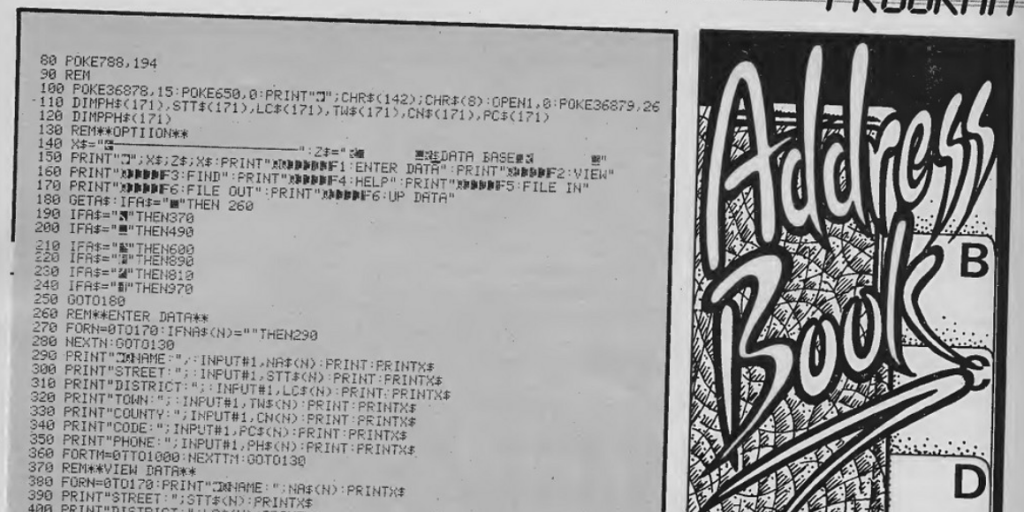 Programming instructions for Address Book.